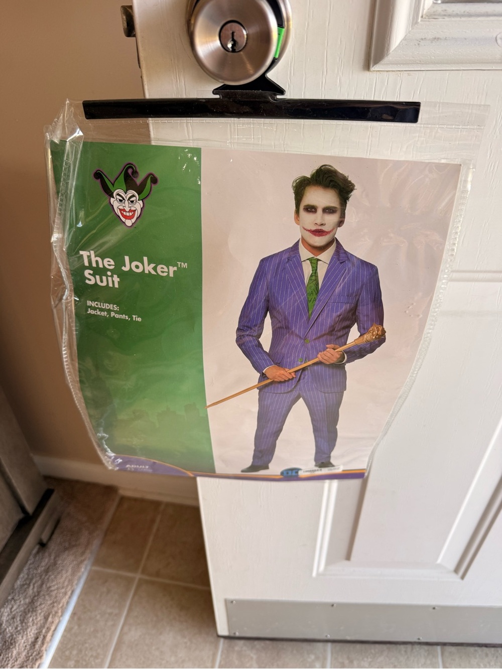The Joker Suit for Men - Purple Pinstripe Jacket, Pants & Tie